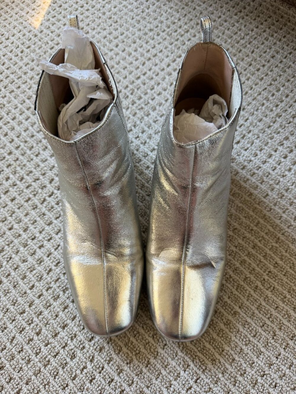 Marc Jacobs Rocket Silver Metallic Leather Chelsea Boots